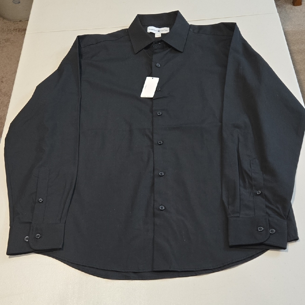 Men's Polo Club Black Dress Shirt, Size LG, NWT